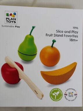 Wooden Toy Slice and Play Fruit Stand Favorites Plan Toys Sustainably Sourced